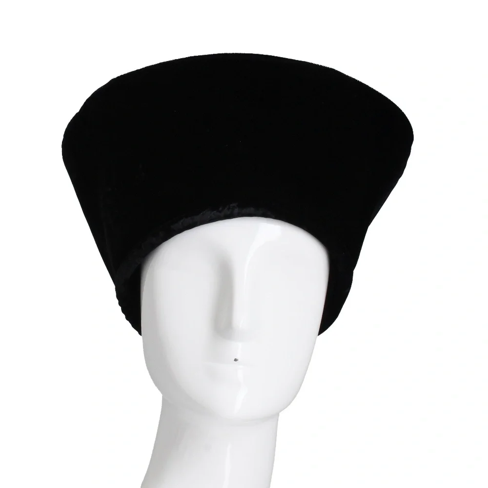 Vintage Norma Kamali Hat Black Velvet High Brim Cossack Style Rare 90s Size S